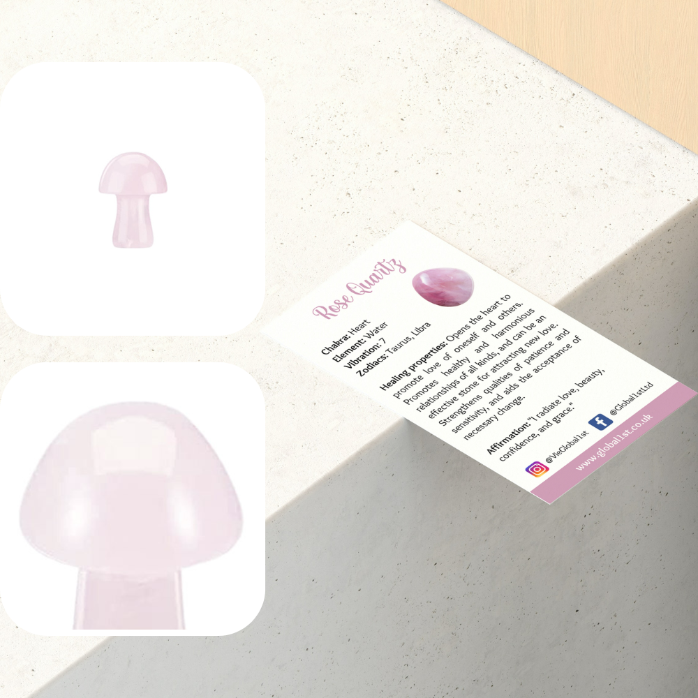 Crystal Mushroom, 2cm: Rose Quartz