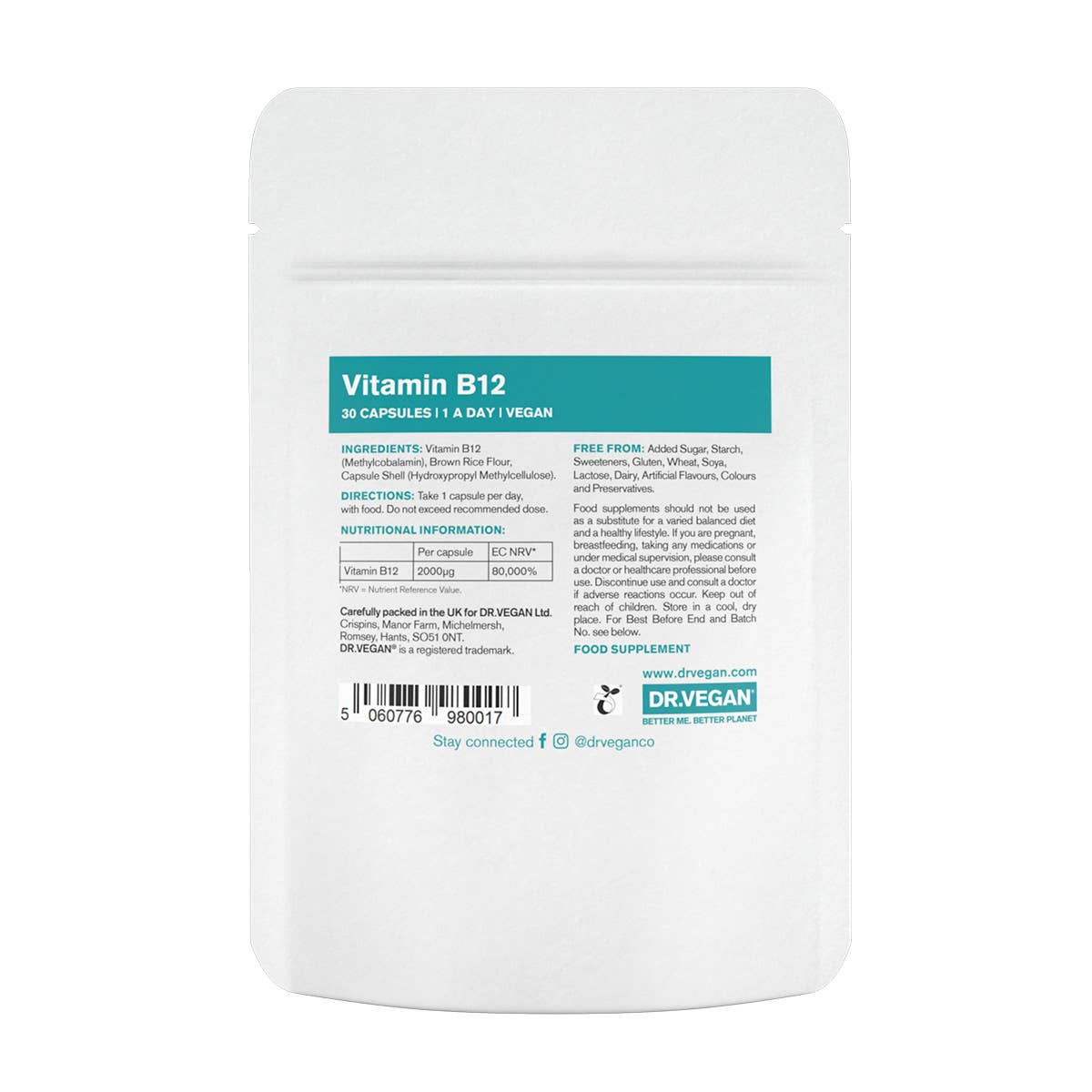 Vitamin B12 | 30 Capsules | Highly Absorbable | Vegan