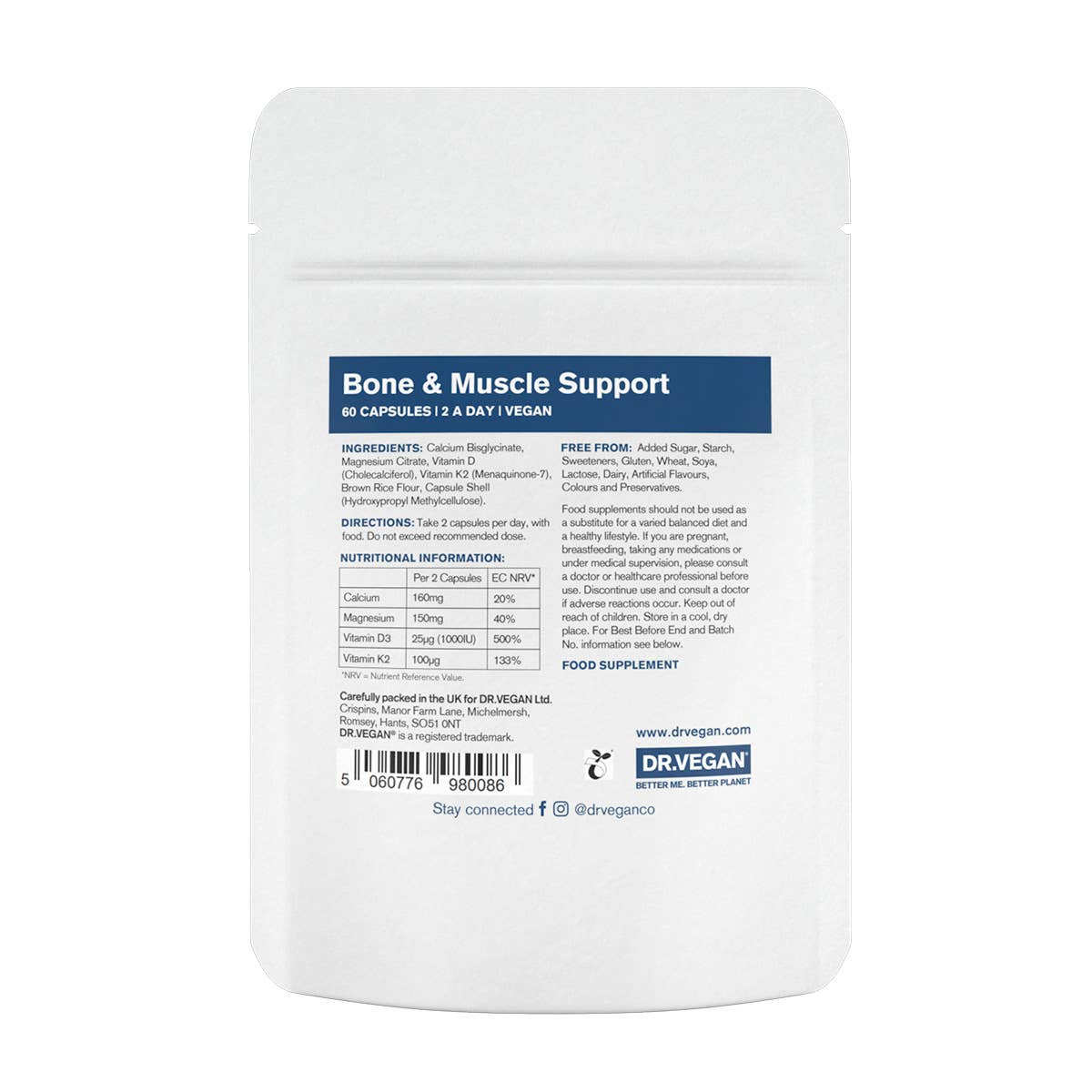 Bone & Muscle Support | Calcium, Magnesium | 60 Capsules