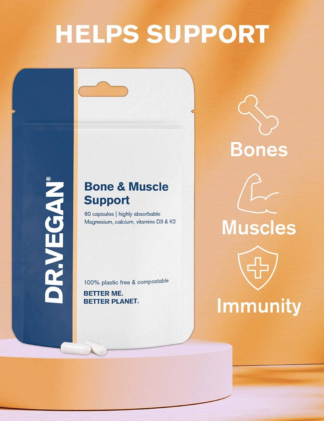 Bone & Muscle Support | Calcium, Magnesium | 60 Capsules
