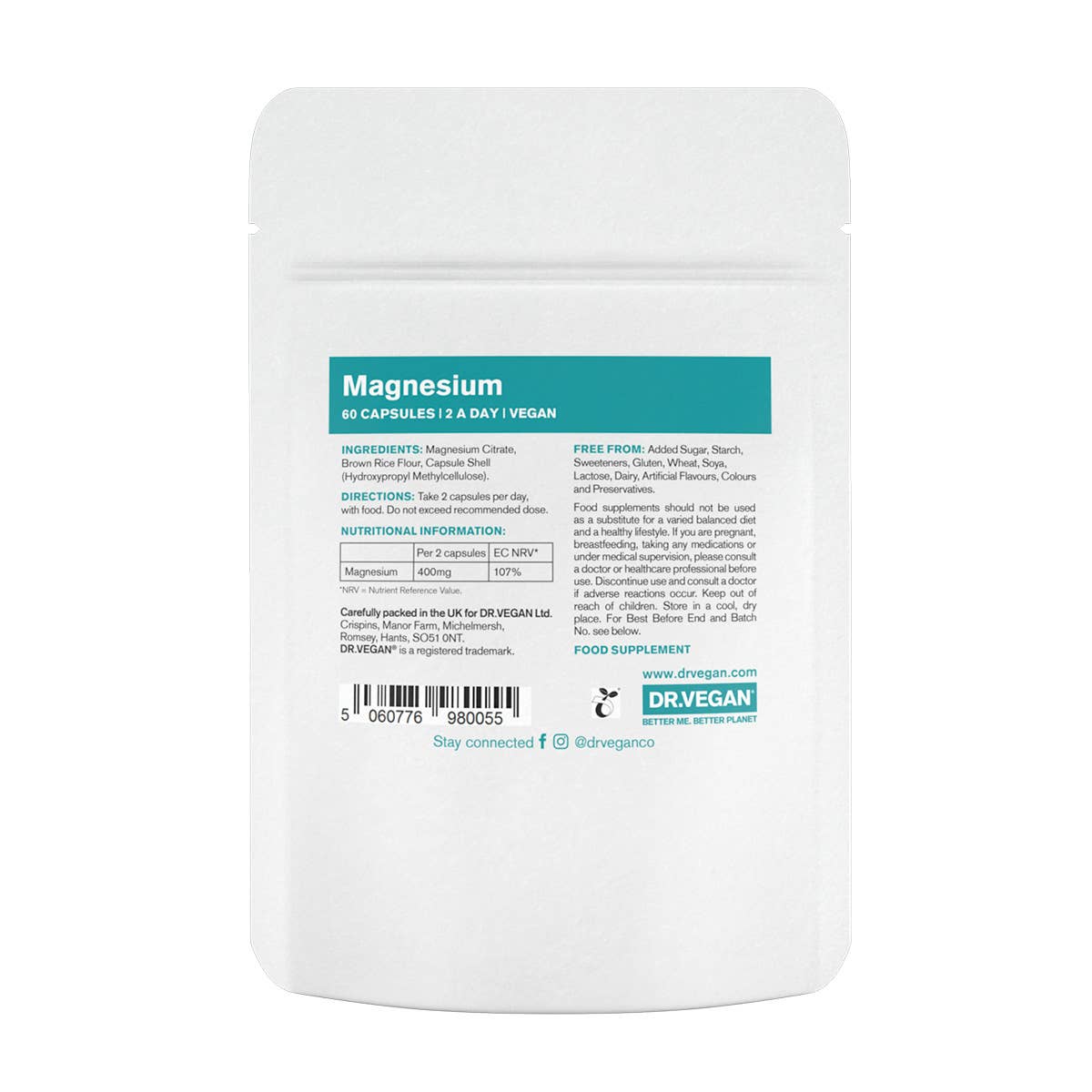 Magnesium Citrate | 400mg | 60 Capsules | Highly Absorbable