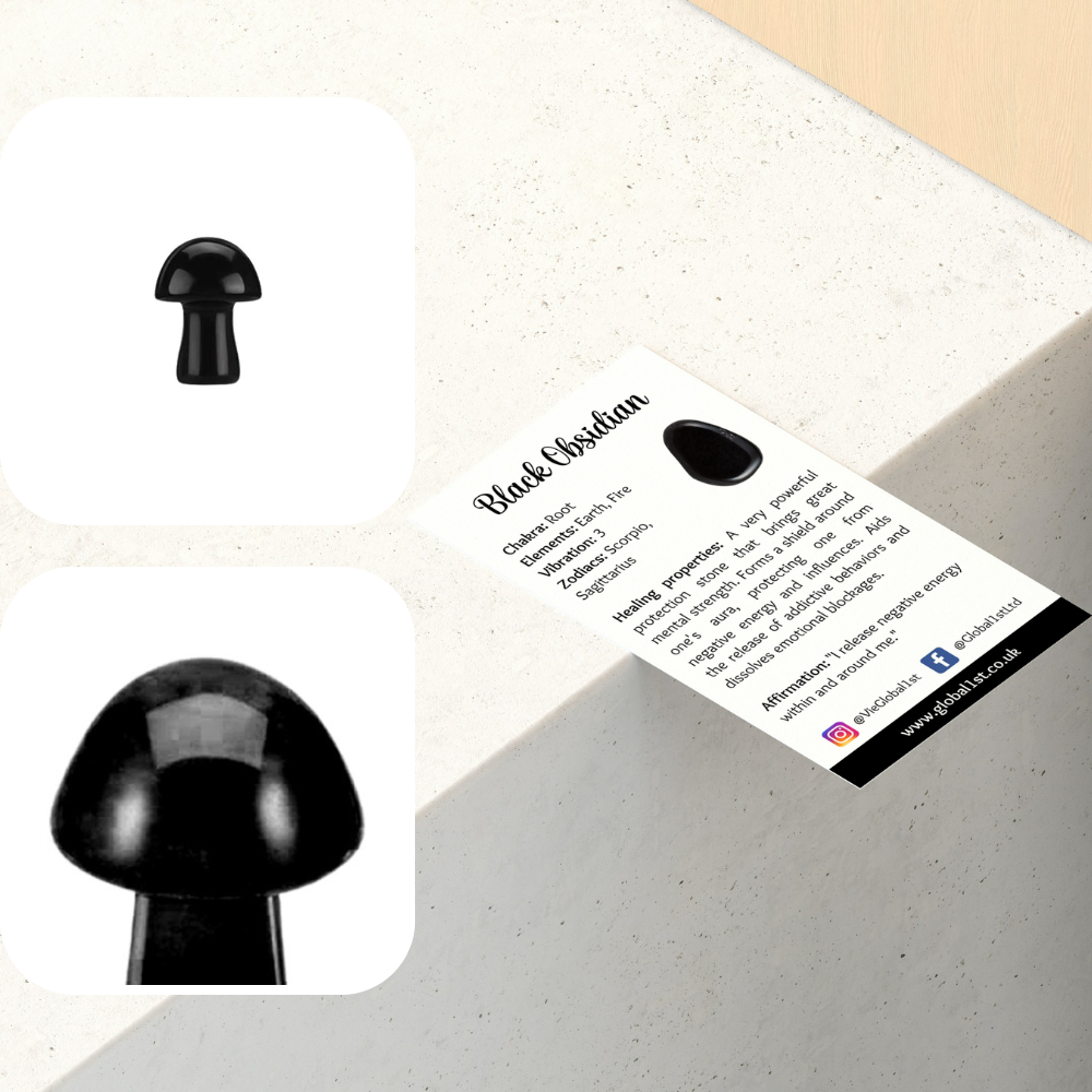 Crystal Mushroom, 2cm: Black Obsidian