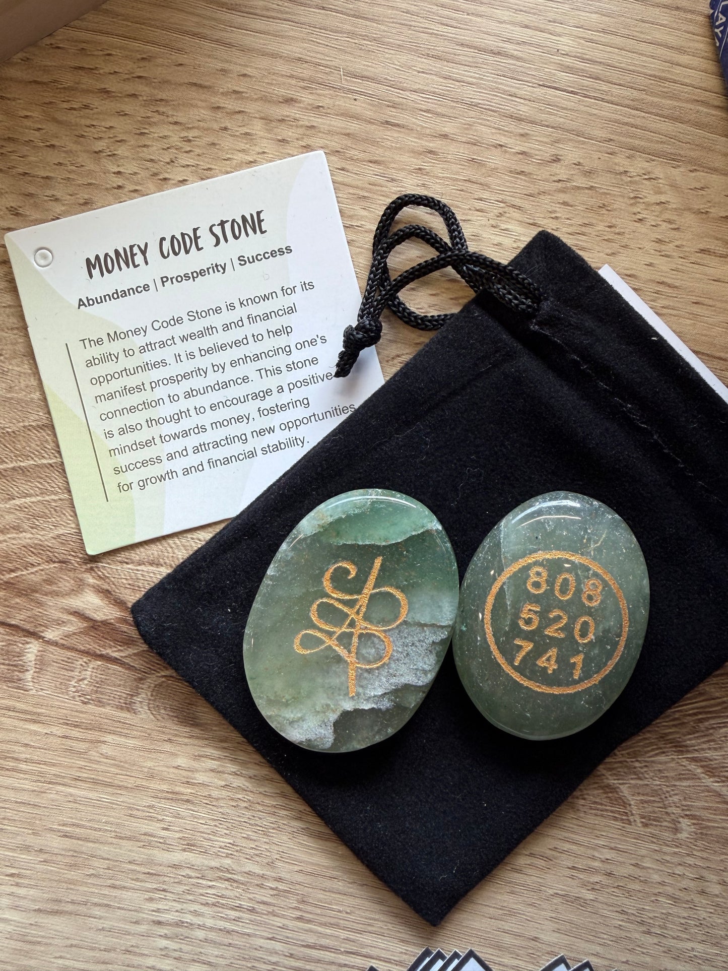 Money Code Stone, 4x3cm, Green Jade